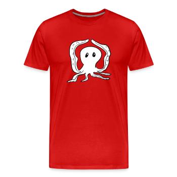 dancing octopus funny animal symbol - Men's Premium Organic T-Shirt - red - Front - Damien (186cm)