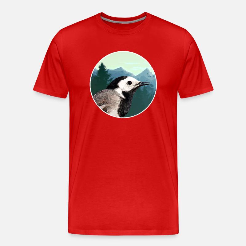 Bachstelze Profil Wald Emblem - Männer Premium Bio T-Shirt - Rot
