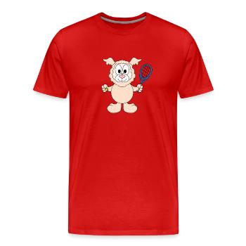 LAMA - ALPAKA - TENNIS - SPORT - TIERISCH - Männer Premium Bio T-Shirt - Rot - Vorne - Damien (186cm)