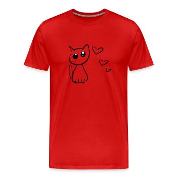 Chat Animal Mignon Cœurs d’animaux de compagnie - T-shirt bio Premium Homme - rouge - Devant - Damien (186cm)