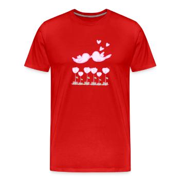 Liebe Vogel Tiere Natur Blumen - Männer Premium Bio T-Shirt - Rot - Vorne - Damien (186cm)