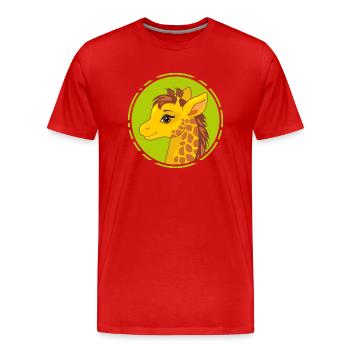 Portrait d’une girafe de dessin animé souriante - T-shirt bio Premium Homme - rouge - Devant - Damien (186cm)