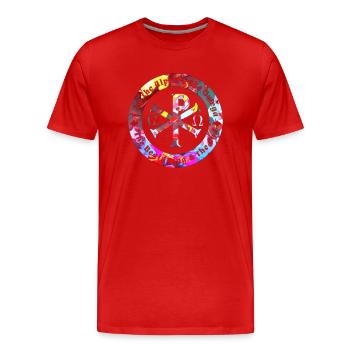 Symbol beginning end Alpha Omega God Christian - Men's Premium Organic T-Shirt - red - Front - Damien (186cm)