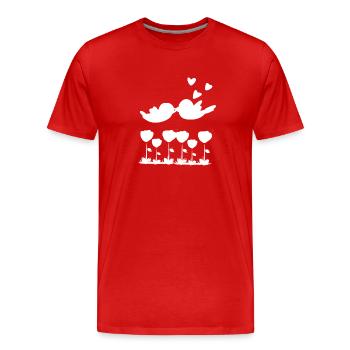 Liebe Vogel Tiere Natur Blumen - Männer Premium Bio T-Shirt - Rot - Vorne - Damien (186cm)