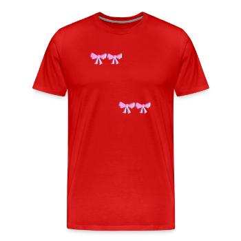 schleife symbol fliege rosa vier - Männer Premium Bio T-Shirt - Rot - Vorne - Damien (186cm)
