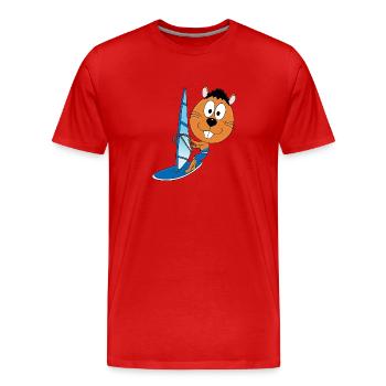 BIBER - OTTER - MARDER - WINDSURFER - SURFER - Männer Premium Bio T-Shirt - Rot - Vorne - Damien (186cm)