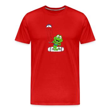 FROSCH - KITE - KITER - KITESURFER - KITESURFEN - Männer Premium Bio T-Shirt - Rot - Vorne - Damien (186cm)