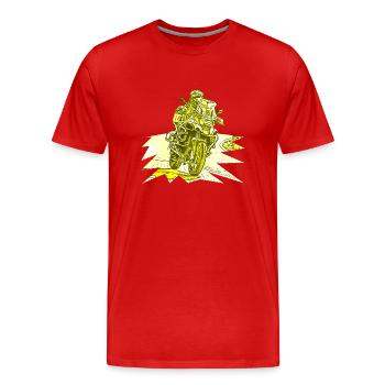 Adventure Bike Kurve gelb - Männer Premium Bio T-Shirt - Rot - Vorne - Damien (186cm)
