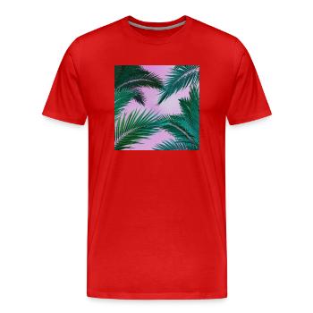 Palmiers tropicaux - T-shirt bio Premium Homme - rouge - Devant - Damien (186cm)