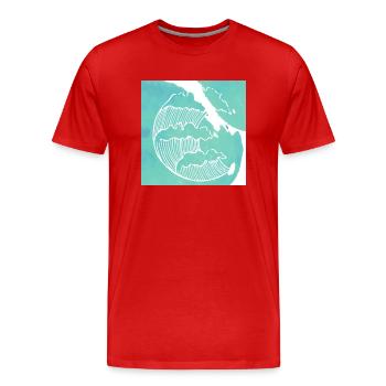 Océan vague - T-shirt bio Premium Homme - rouge - Devant - Damien (186cm)
