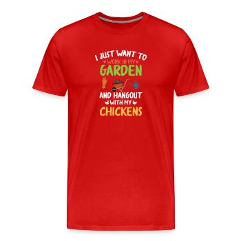 Ideé Gift garden hens gardener hen - Men's Premium Organic T-Shirt - red - Front - Damien (186cm)