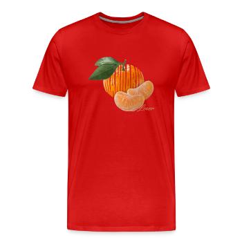 Mandarin Lover - Das Obst mit den süßen Kammern - Männer Premium Bio T-Shirt - Rot - Vorne - Damien (186cm)