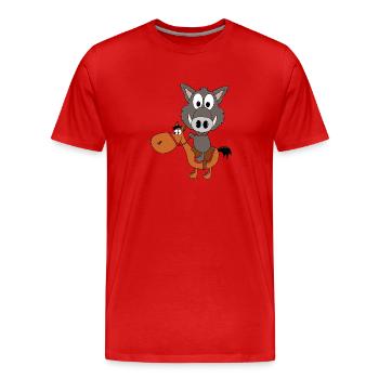 WILDSCHWEIN - PFERD - REITEN - TIERISCH - Männer Premium Bio T-Shirt - Rot - Vorne - Damien (186cm)