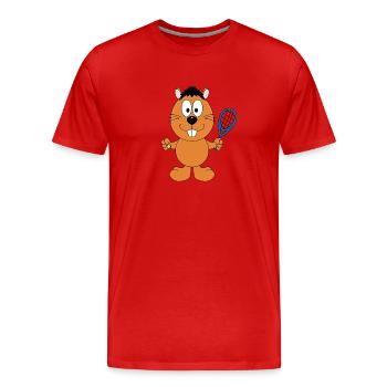 OTTER - BIBER - MARDER - TENNIS - SPORT - Männer Premium Bio T-Shirt - Rot - Vorne - Damien (186cm)