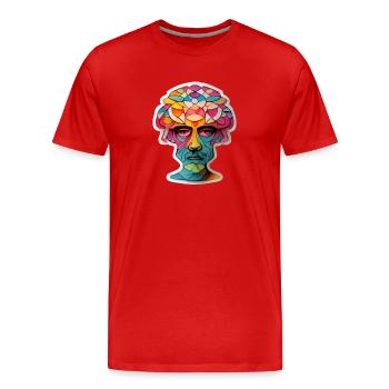 Tête psychédélique - T-shirt bio Premium Homme - rouge - Devant - Damien (186cm)