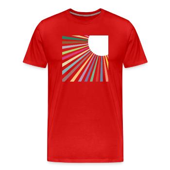 Minimalist Retro Rainbow Sun Rays - Men's Premium Organic T-Shirt - red - Front - Damien (186cm)