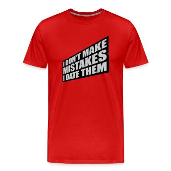 Date Mistakes Quote Logo - Men's Premium Organic T-Shirt - red - Front - Damien (186cm)
