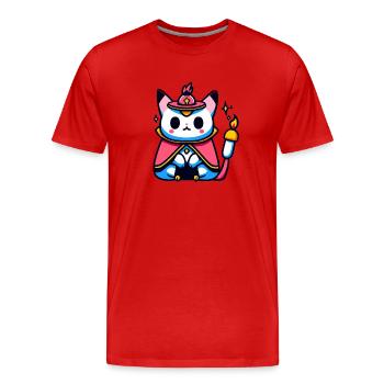 Chat magique - T-shirt bio Premium Homme - rouge - Devant - Damien (186cm)