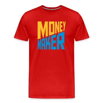 Text Money Maker Erfolgreich - Männer Premium Bio T-Shirt - Rot - Vorne - Damien (186cm)