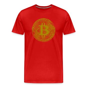 Bitcoin - T-shirt bio Premium Homme - rouge - Devant - Damien (186cm)