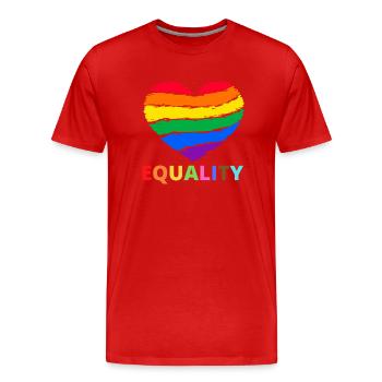 Egalité - Fierté de l’amour - Parade d’amour - LGBT - T-shirt bio Premium Homme - rouge - Devant - Damien (186cm)
