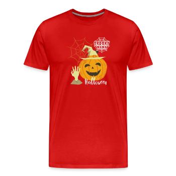 Halloween Party Kürbis Tshirt - Männer Premium Bio T-Shirt - Rot - Vorne - Damien (186cm)