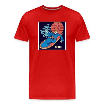 Girls on Surfboard Art Nouveau - Men's Premium Organic T-Shirt - red - Front - Damien (186cm)