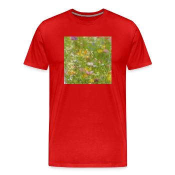 Cute field of wildflowers during Spring/Summertime - Men's Premium Organic T-Shirt - red - Front - Damien (186cm)