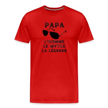 PAPY Lunette de soleil L'homme Le mythe La légende - T-shirt bio Premium Homme - rouge - Devant - Damien (186cm)