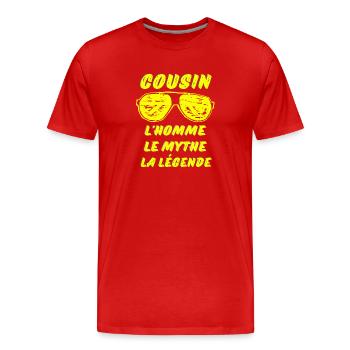 COUSIN Lunettes de soleil Homme Mythe Légende été - T-shirt bio Premium Homme - rouge - Devant - Damien (186cm)