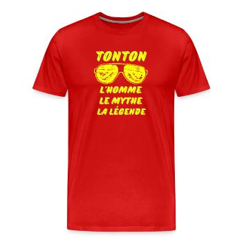 TONTON Lunettes Jaunes L'homme Le mythe légende - T-shirt bio Premium Homme - rouge - Devant - Damien (186cm)