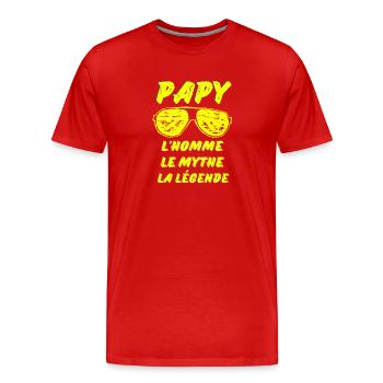 PAPY Lunette de soleil L'homme Le mythe La légende - T-shirt bio Premium Homme - rouge - Devant - Damien (186cm)