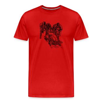 Bobfahrer Viererbob im Eiskanal - Männer Premium Bio T-Shirt - Rot - Vorne - Damien (186cm)