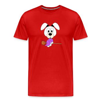 HUND - HEXENBESEN - HEXE - HALLOWEEN - TIER - FUN - Männer Premium Bio T-Shirt - Rot - Vorne - Damien (186cm)