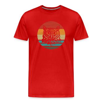 Eule Retro Style Vintage - Männer Premium Bio T-Shirt - Rot - Vorne - Damien (186cm)