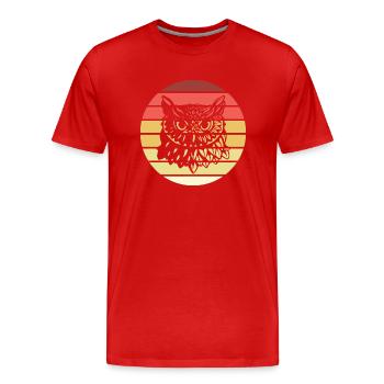 Eule Retro Style Vintage - Männer Premium Bio T-Shirt - Rot - Vorne - Damien (186cm)