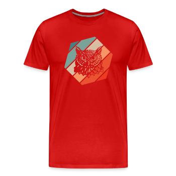 Eule Retro Style Vintage - Männer Premium Bio T-Shirt - Rot - Vorne - Damien (186cm)