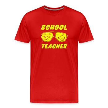 school teacher yellow sunglasses - Men's Premium Organic T-Shirt - red - Front - Damien (186cm)