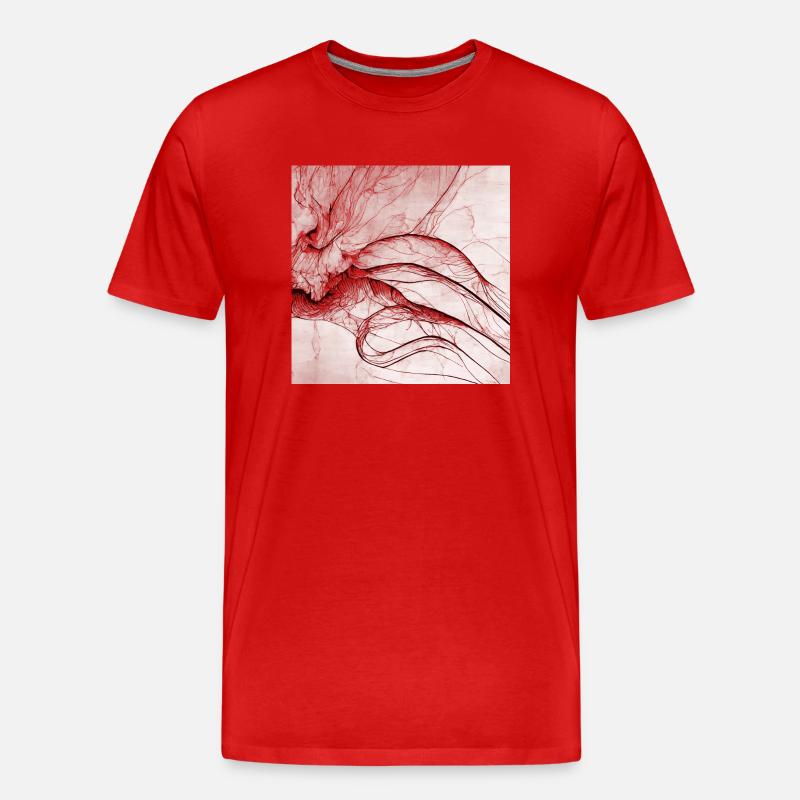 Ein Strich Kunst - Männer Premium Bio T-Shirt - Rot