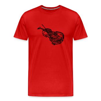 Vieux violon avec archet de violon - T-shirt bio Premium Homme - rouge - Devant - Damien (186cm)