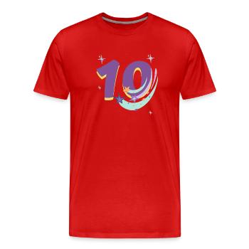 10th Anniversary (10-year gift) - Men's Premium Organic T-Shirt - red - Front - Damien (186cm)