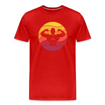 Musculation Double Biceps Style Rétro Vintage - T-shirt bio Premium Homme - rouge - Devant - Damien (186cm)