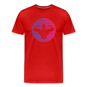 Culturisme Double Biceps Retro Style Vintage - T-shirt bio Premium Homme - rouge - Devant - Damien (186cm)