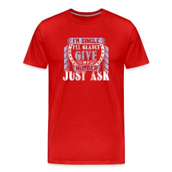 Cadeau de statut de relation d’indépendance unique - T-shirt bio Premium Homme - rouge - Devant - Damien (186cm)