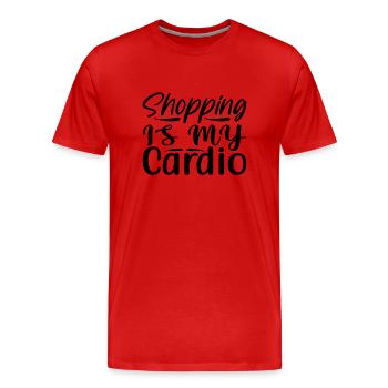 Le shopping est mon Cardio - T-shirt bio Premium Homme - rouge - Devant - Damien (186cm)
