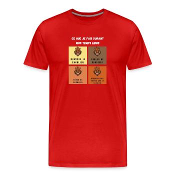 ce que je fais durant mon temps libre sanglier - T-shirt bio Premium Homme - rouge - Devant - Damien (186cm)