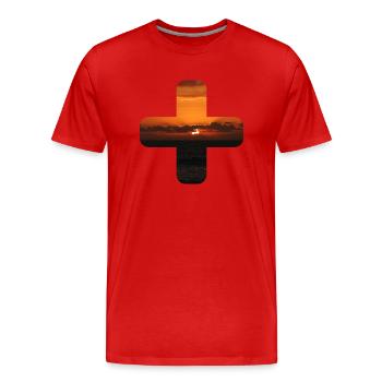 Plus Sommer Symbol Schriftzug Sonnenuntergang - Männer Premium Bio T-Shirt - Rot - Vorne - Damien (186cm)