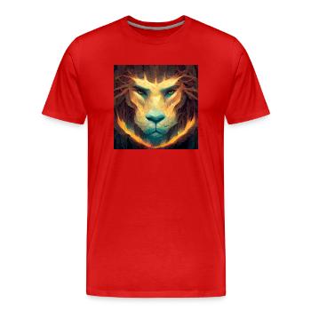 iron like a lion in Zion - Men's Premium Organic T-Shirt - red - Front - Damien (186cm)