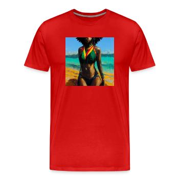 rasta queen at the beach - Männer Premium Bio T-Shirt - Rot - Vorne - Damien (186cm)