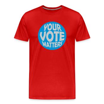 your vote matters quote - Men's Premium Organic T-Shirt - red - Front - Damien (186cm)